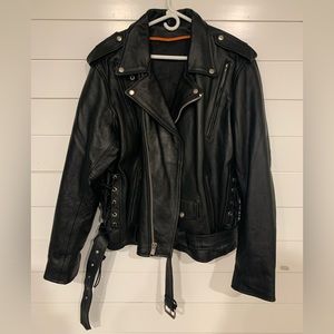 Milwaukee leather black leather jacket with liner